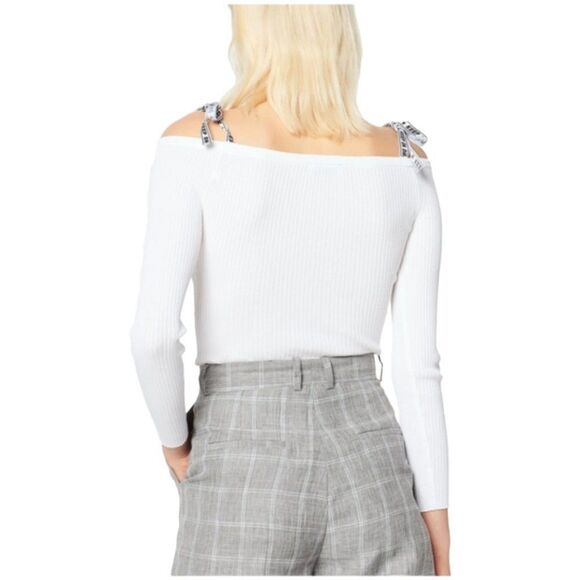 Sandro Rayann Off-the-Shoulder Graphic  Strap Sweater - Picture 2 of 9